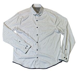 Twillory mens L Large white check untuckable button up oxford shirt EuC